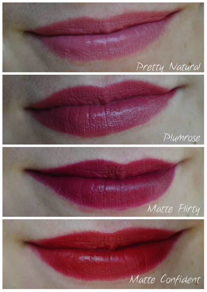 rouges à lèvres milani swatch plurose pretty natural matte flirty matte confident