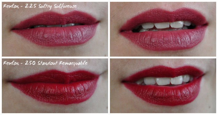 revlon lipstick swatches rouge à lèvres_225 sultry sulfureuse_250 standout remarquable